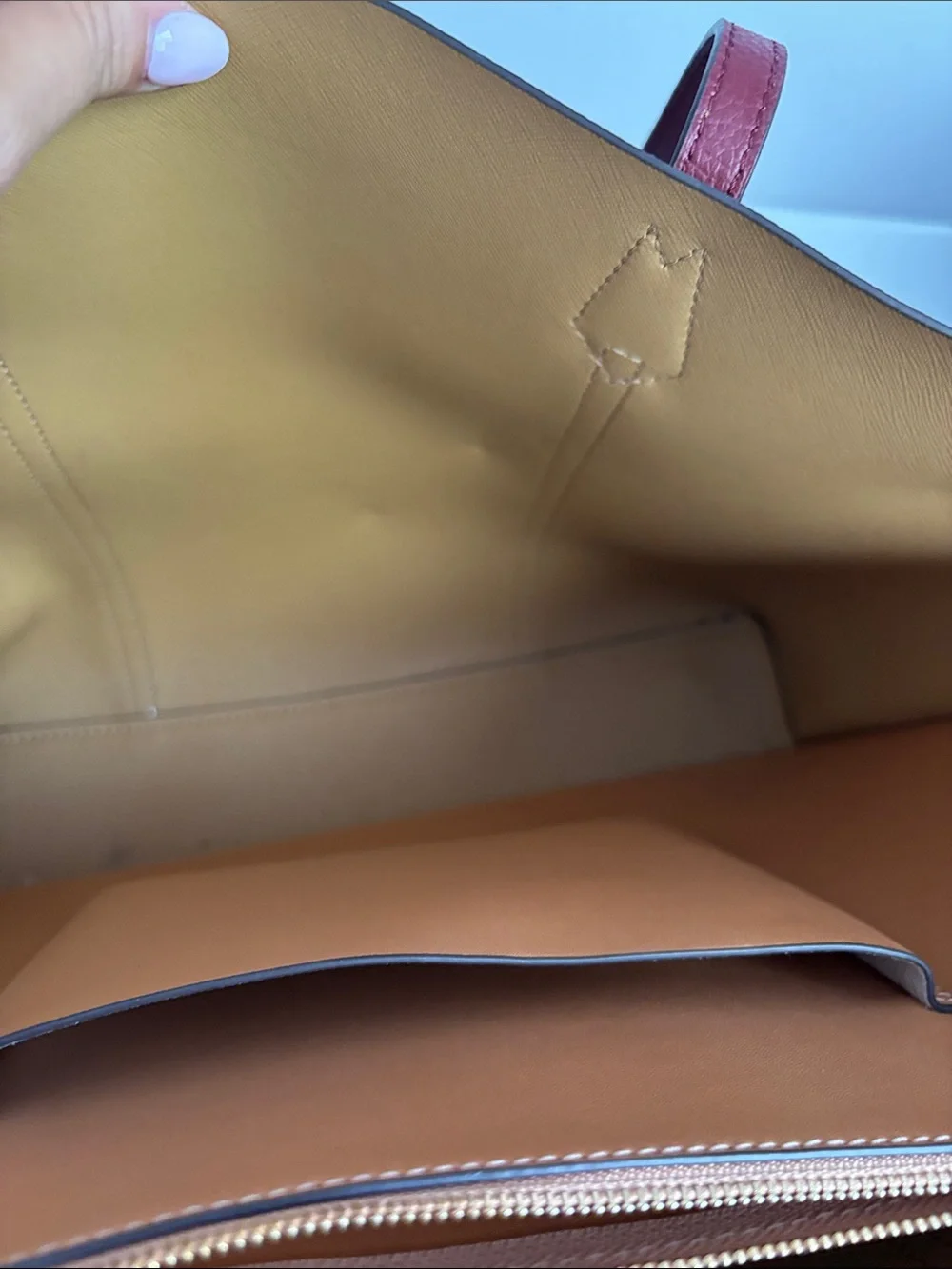 Tory Burch Perry triple compartment Leather Tote with Contrast Interior